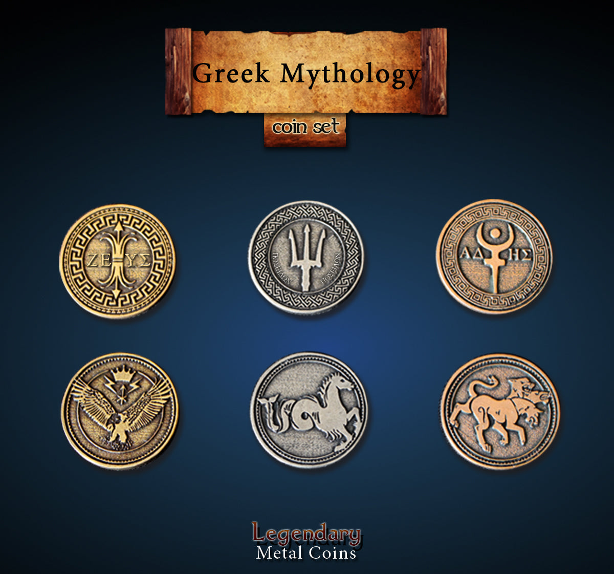 Greek Mythology Metal Coin Set