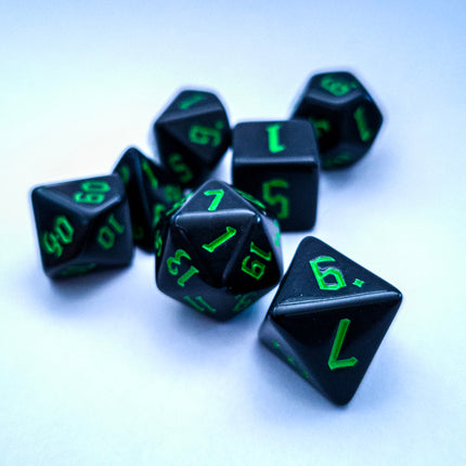Black with Green Dice Set