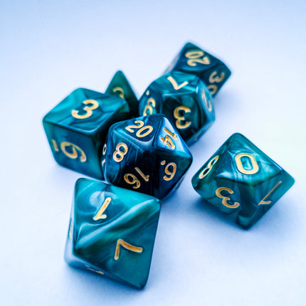 Azure & Teal Flow Dice Set