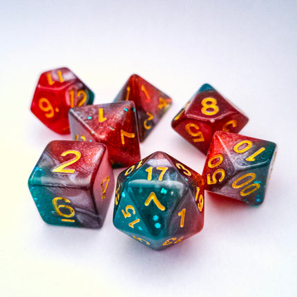 Red & Green Sparkle Dice Set