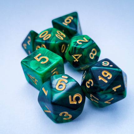 Green & Teal Marble Dice Set