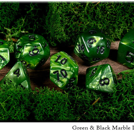Green & Black Marble Dice Set