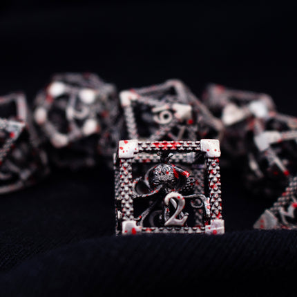 Hollow Bloody Cthulhu- Silver Metal Dice RPG Set