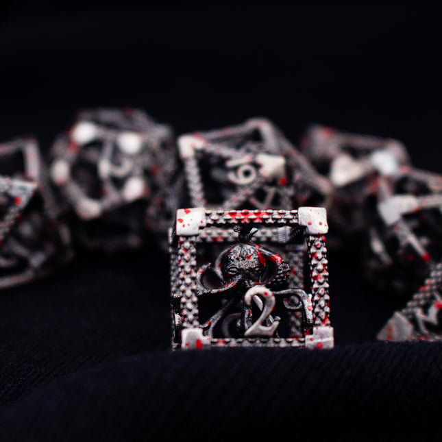 Hollow Bloody Cthulhu- Silver Metal Dice RPG Set