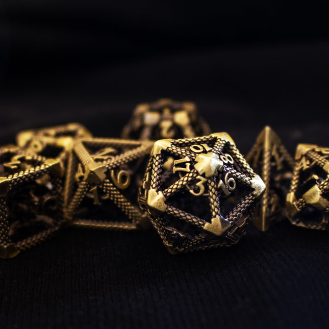 Hollow Dragons- Gold Metal Dice RPG Set