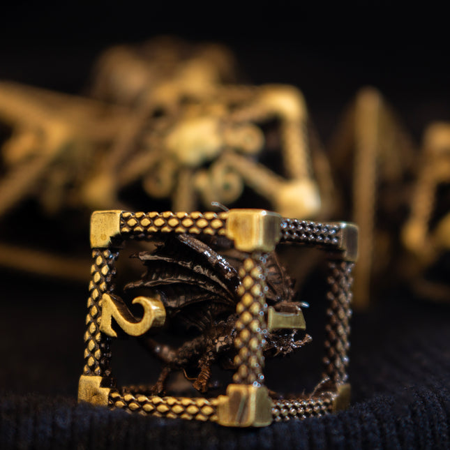Hollow Dragons- Gold Metal Dice RPG Set
