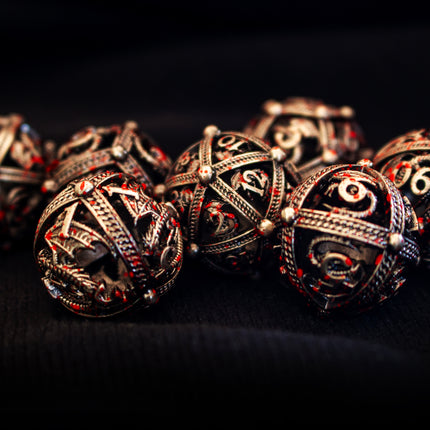 Hollow Bloody Dragon- Silver Metal Dice RPG Set
