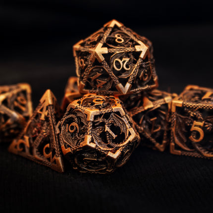 Hollow Dragons- Copper Metal Dice RPG Set