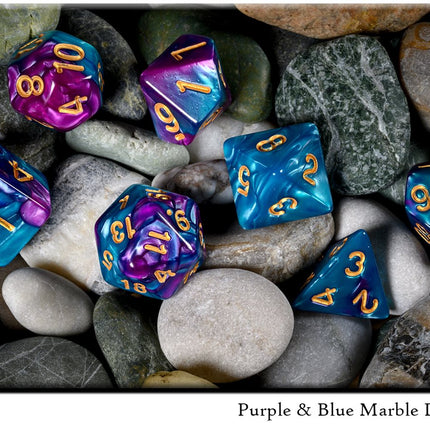 Purple & Blue Marble Dice Set