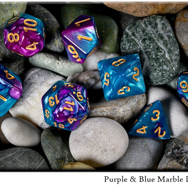 Purple & Blue Marble Dice Set