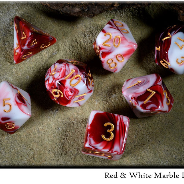 Red & White Marble Dice Set