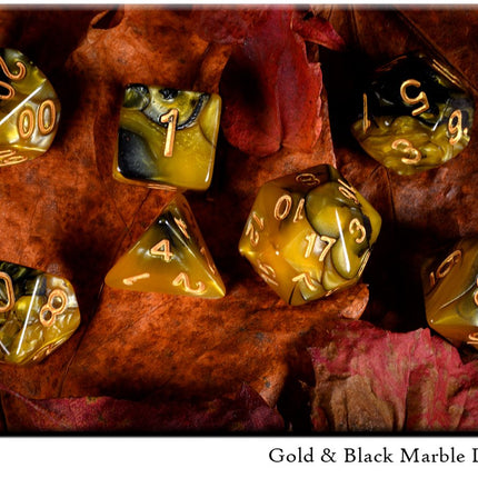Gold & Black Marble Dice Set
