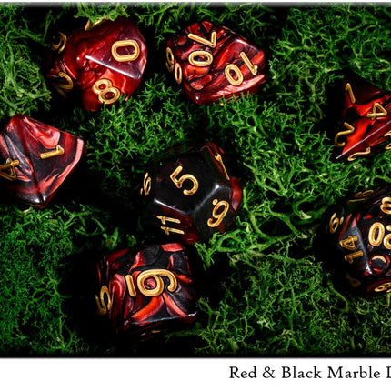 Red & Black Marble Dice Set